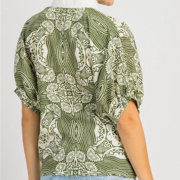 Entro Green and White Patterned Top - Picture 2 of 9